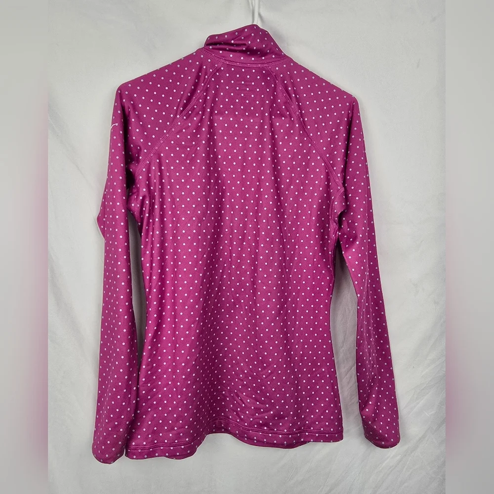Nike Pro Sporty Pink Polka Dots Half Zip Hiking Workout Running Shirt sz M